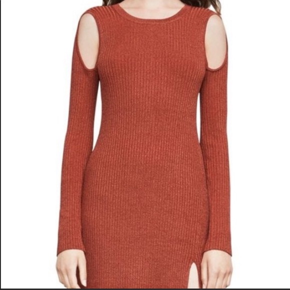 BCBG Braiden Marled Rib Knit Cold Shoulder Dress - Picture 2 of 14